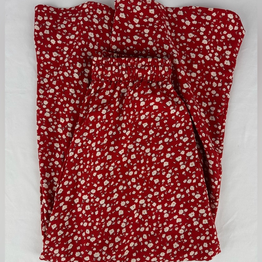 Blue Time Red Floral Maxi Skirt w/Stretchy Waist Band - Picture 4 of 7